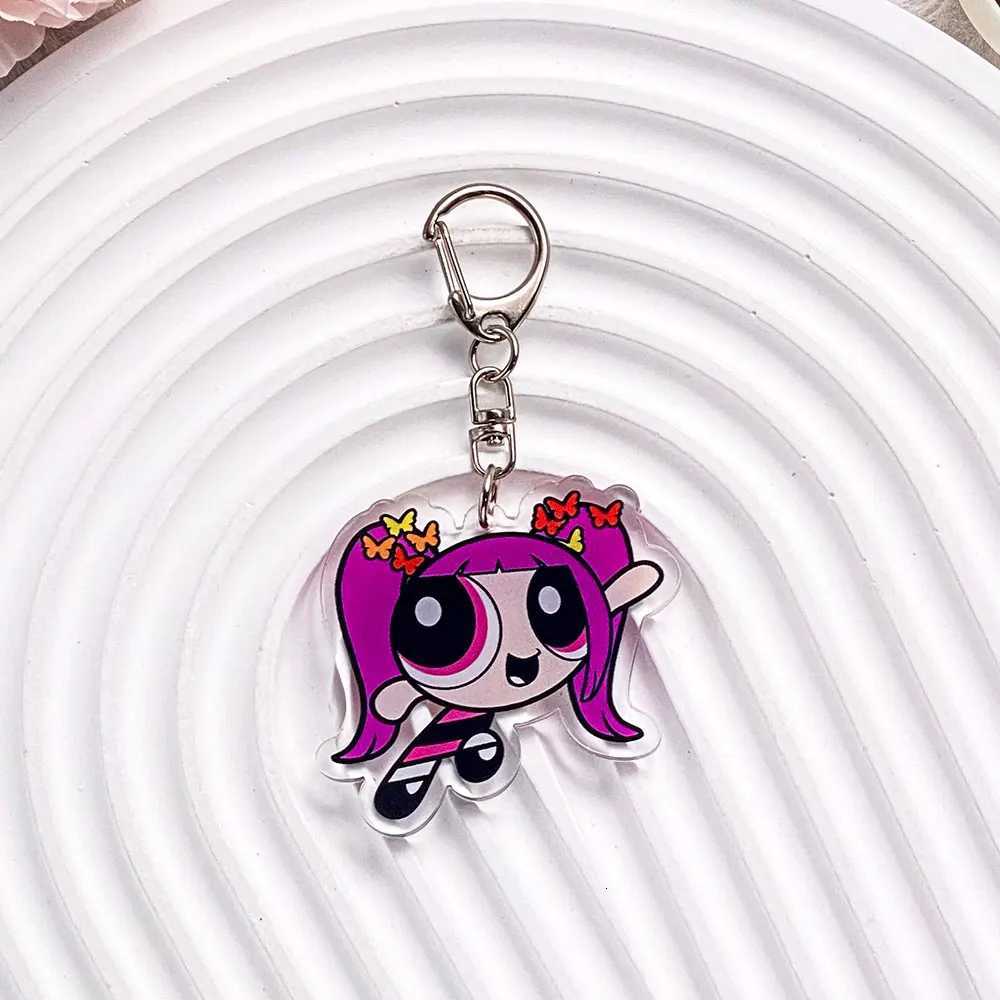 Anime The Powerpuff Girls Blossom Season Acrylic Keychain Accessories Cartoon Bag Charm Cute Backpack Pendant Gifts For Friends G250802