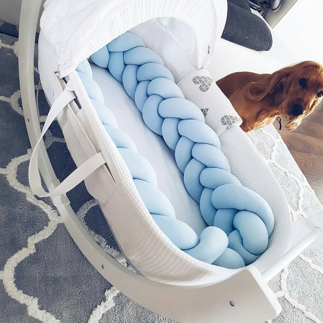 4M Baby Bed Bumper On the Crib Bedding Set for born Baby Cot Protector Knot Braid Pillow Cushion Crib Anti-collision Bumper 220718