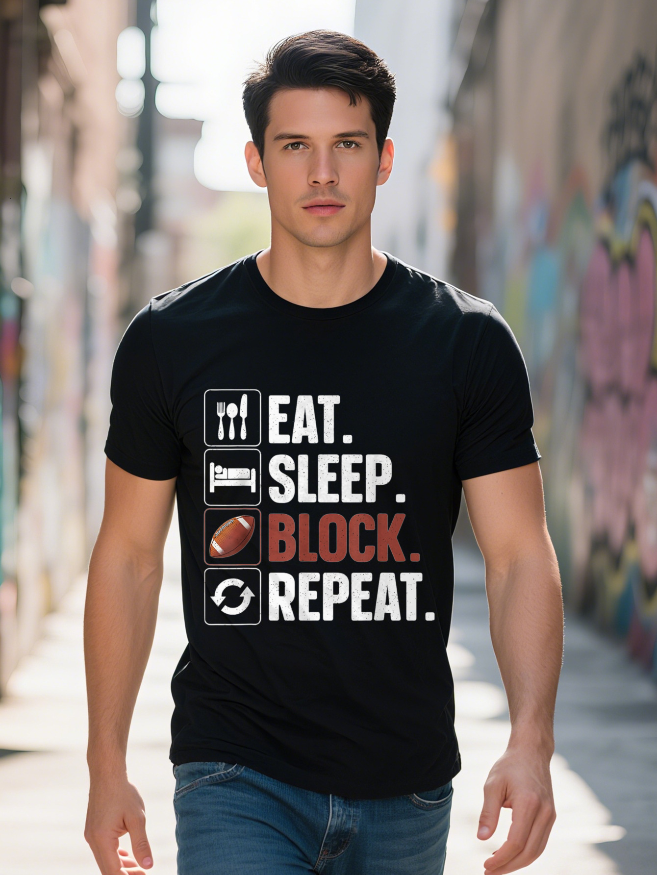 Art For Men Women Football Player Offensive Lineman T-Shirt cffbc