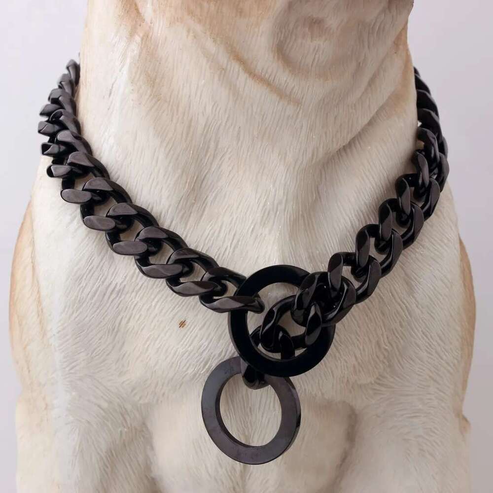 Dog Cuban Link Stainless Steel Metal Links 15MM Heavy Duty Walking Training Chain Collar for Small Medium Large Dogs(26 ) Gold Free shipping