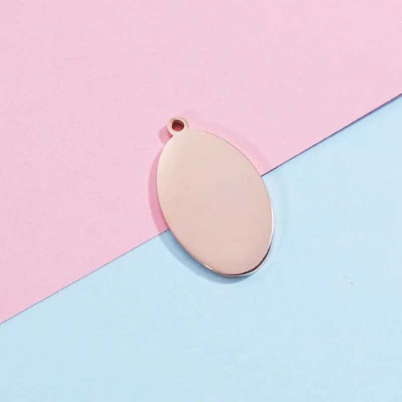 Polished Electroplated Oval Stainless Steel Pendant with Mirror Finish Used for DIY Making Necklaces etc. G250802