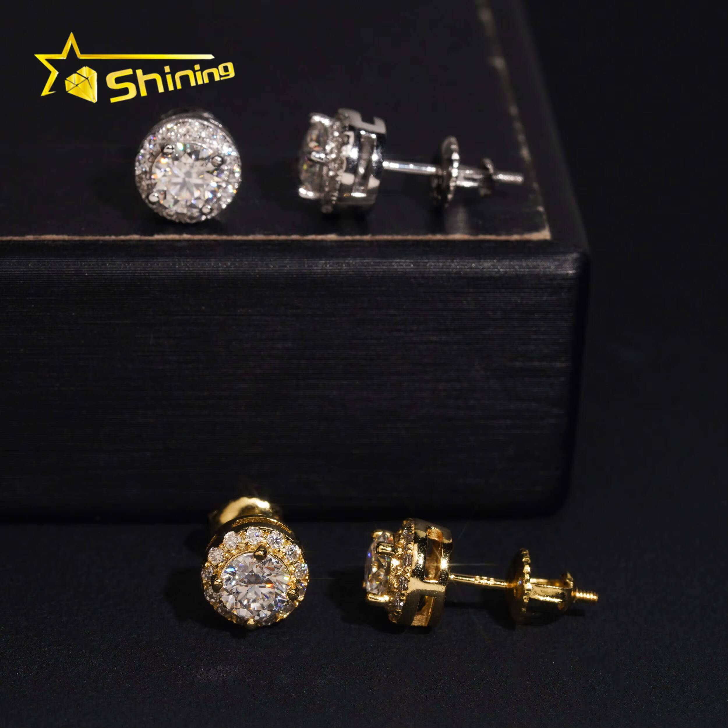Ready to Ship Classic Prong Setting Hip Hop Earrings 925 Sterling Silver 5MM VVS Round Moissanite Stud Earrings Daily Wear