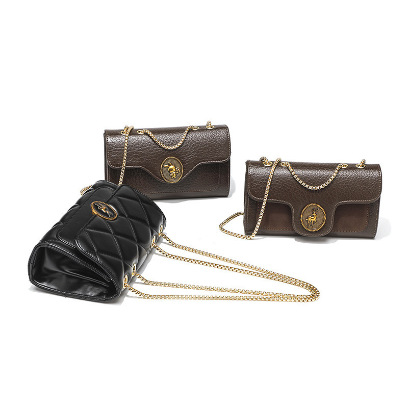 Lanjia- Women's Retro Flip Handbag Free Shipping Designer Splicing Chain Small Square New Fashion Single Shoulder Crossbody Casual Makeup Bag 6C8