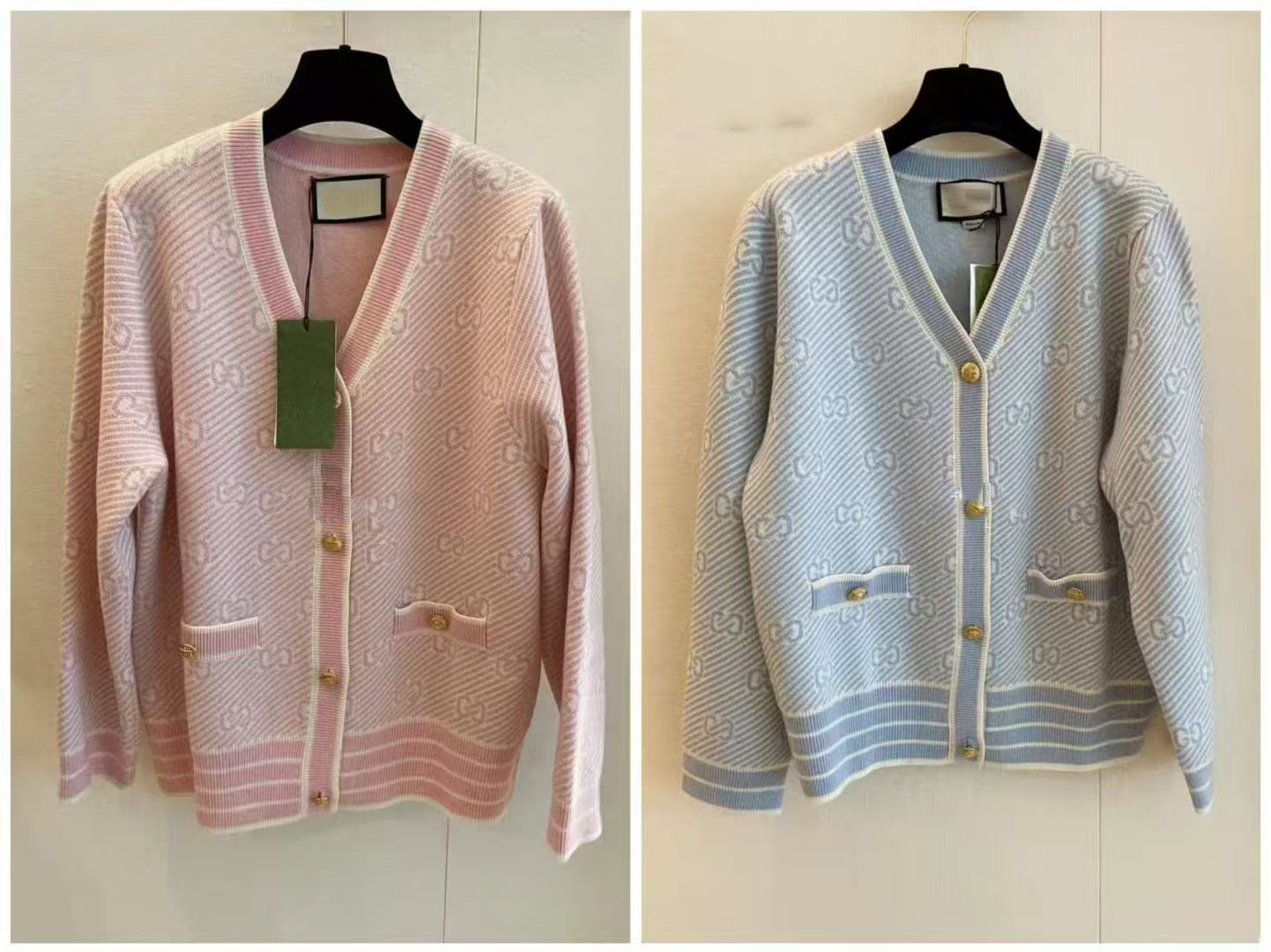 European goods luxury 2025 autumn and winter new embroidery fashion Joker knit striped lapel sweater long sleeve blouse female S---XXL