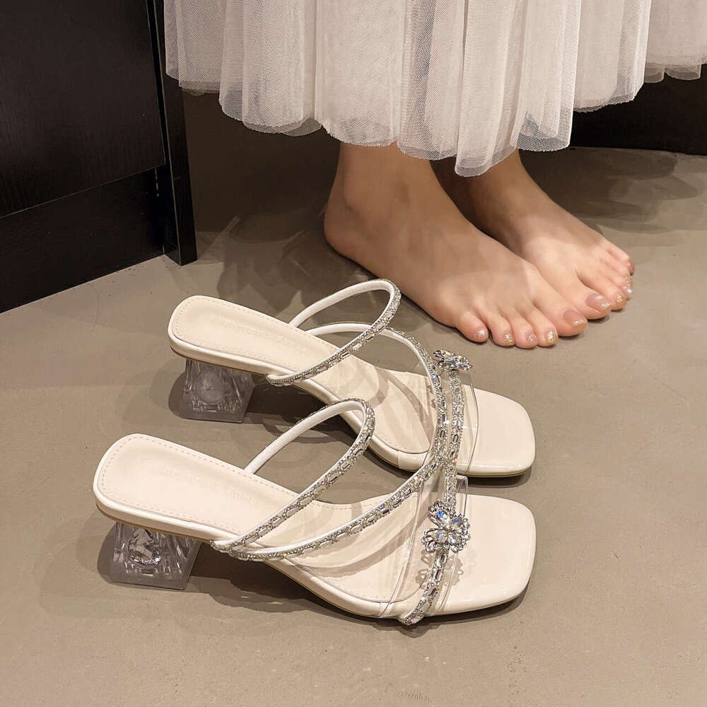 2025 Summer New High-End Stunning Rhinestone Butterfly Korean Style High Heel One-Strap designer shoes Elegant Versatile Fairy Sandals