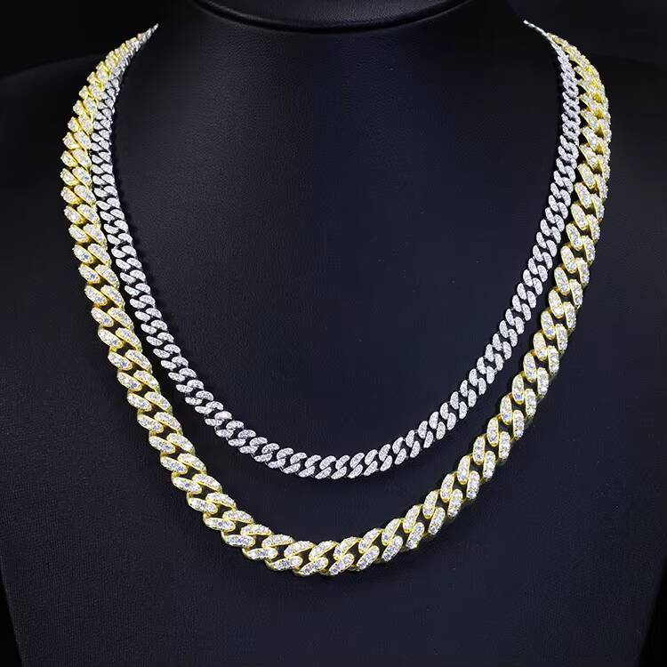 Xingguang 6mm Wide S925 Sterling Silver Necklace GRA Round Cut D VVS Moissanite Diamond Cuban Link Chain Hiphop Jewelry