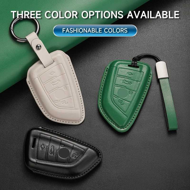 Genuine Leather Car Key Case Cover Key Bag For BMW X1 X3 X5 X6 X7 F20 F15 F16 F48 G20 G30 G01 G02 G05 Protect Set Accessories G250802