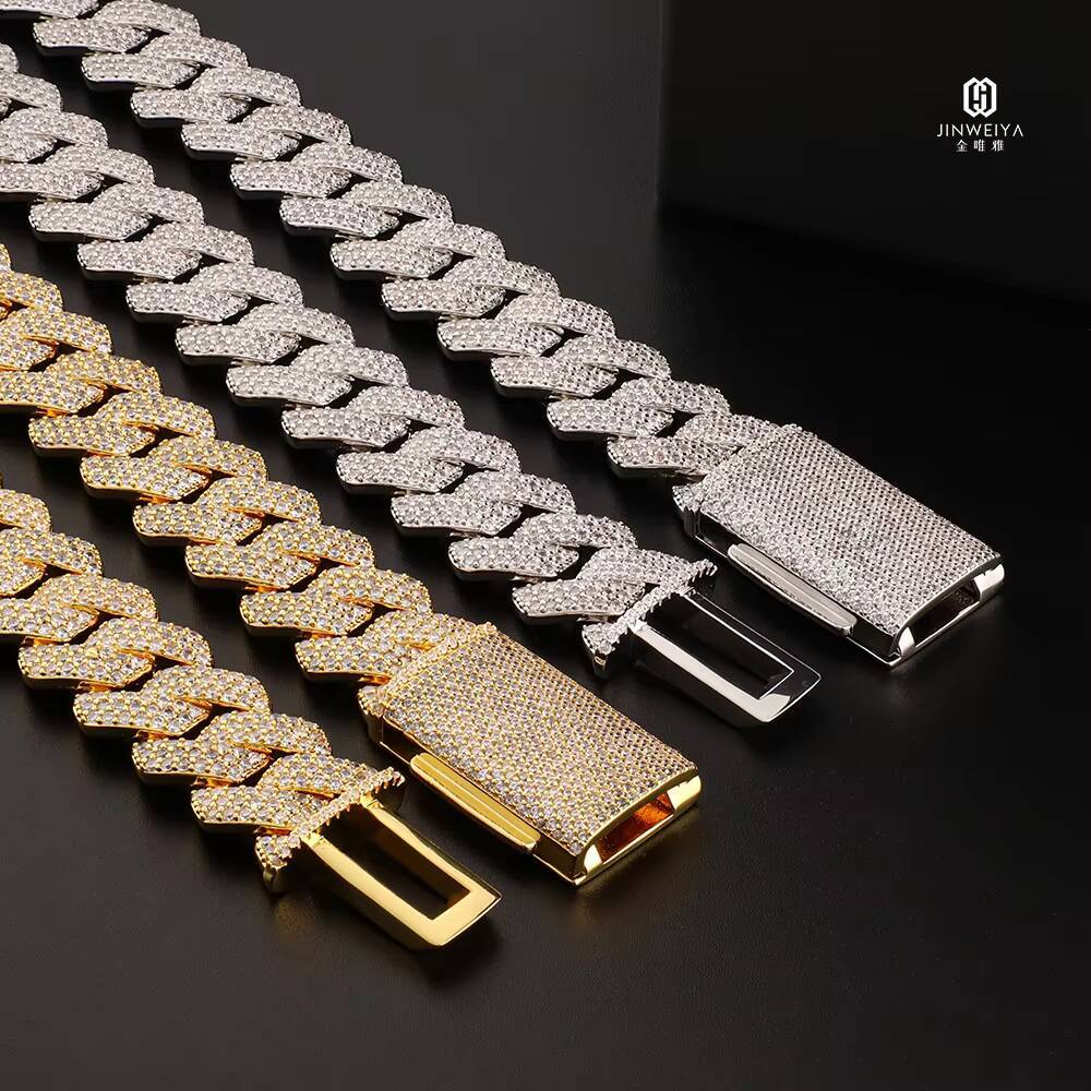 18mm 4-Row Zircon S925 Pure Silver Laboratory-Grown Ice-Cooled Hip-Hop Jewelry Cuban Mens Fine Chains Necklace
