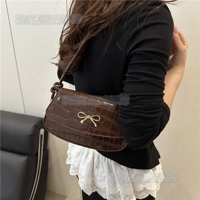 Textured Trendy Solid Color Bowknot Single Shoulder Bag for Women Sweet 2025 New Casual Light Luxury Crossbody Bag H250804