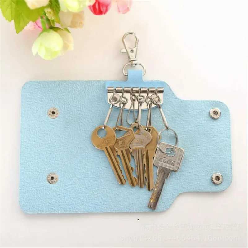 1 PC Portable Leather Housekeeper Keychain Holder Car Keychain Key Holder Bag Case Unisex Wallet Cover Simple Solid Color Storage Bag G250802