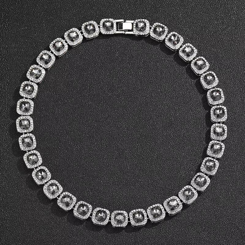 Cuban Chain Rock Sugar Jewelry Obsidian Inlaid Diamond 12mm Square Trendy Brand Fashion Stainless Steel Wholesale