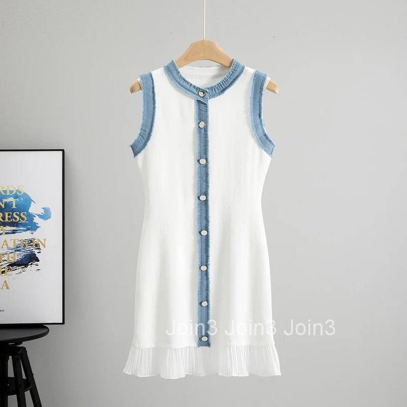 O-Neck Sleeveless Tank Dress for Women Summer New Slim Fit Mid-Length Knitted Base Bodycon Dress