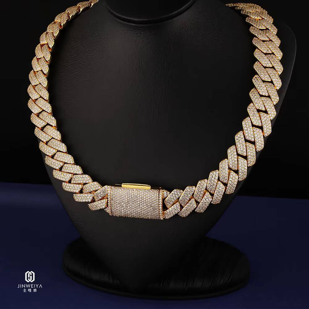 18mm 4-Row Zircon S925 Pure Silver Laboratory-Grown Ice-Cooled Hip-Hop Jewelry Cuban Mens Fine Chains Necklace