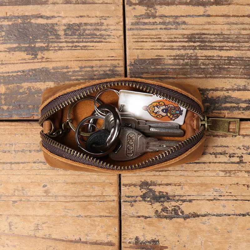 Genuine Leather Coin Purse Vintage Zipper Clutch Wallet Retro Credit Card Holder Card Case Womens Key Holder Organizer Pouch G250802