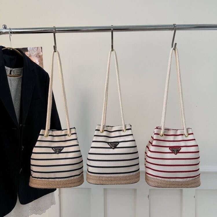 DHpet_wholesale 2025 Striped Drawstring Bucket Bag Vintage Inspired Crossbody & Shoulder Bag for Women, Artistic Chinese Style
