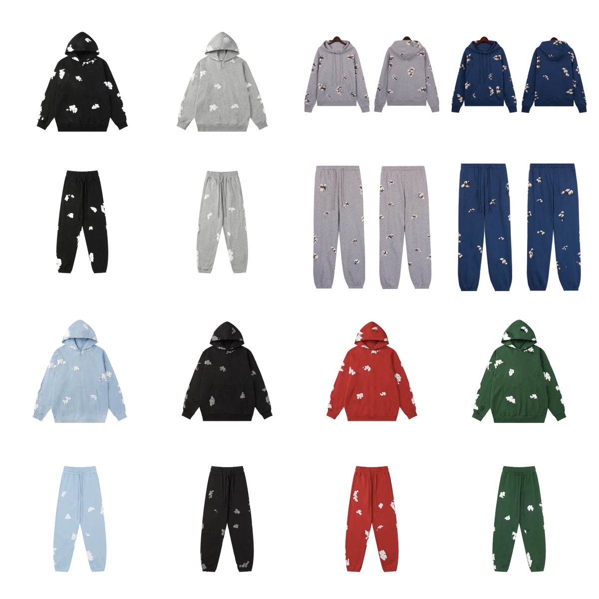 flower hoodie designer hoodies sweatsuit men hoodies Mens Puffhoodie Printed Distressed Hoodie Sweatshirt Men Top Pullover