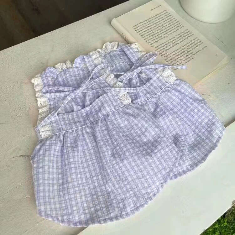 New Pet Spring Summer Autumn Plaid Strap Suitable for Teddy Bichon Dogs Cats Thin Princess Dress