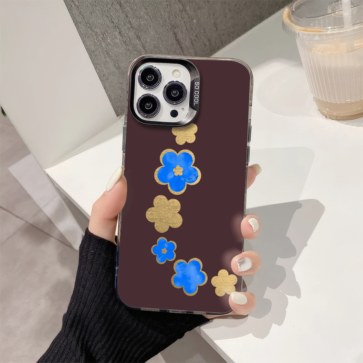 Blue and Gold Flowersfor iPhone 16/16 Pro/16 Plus/16 Pro Max 15/14/13/12/11/x/xs/xr/xs max,Shopping Festival