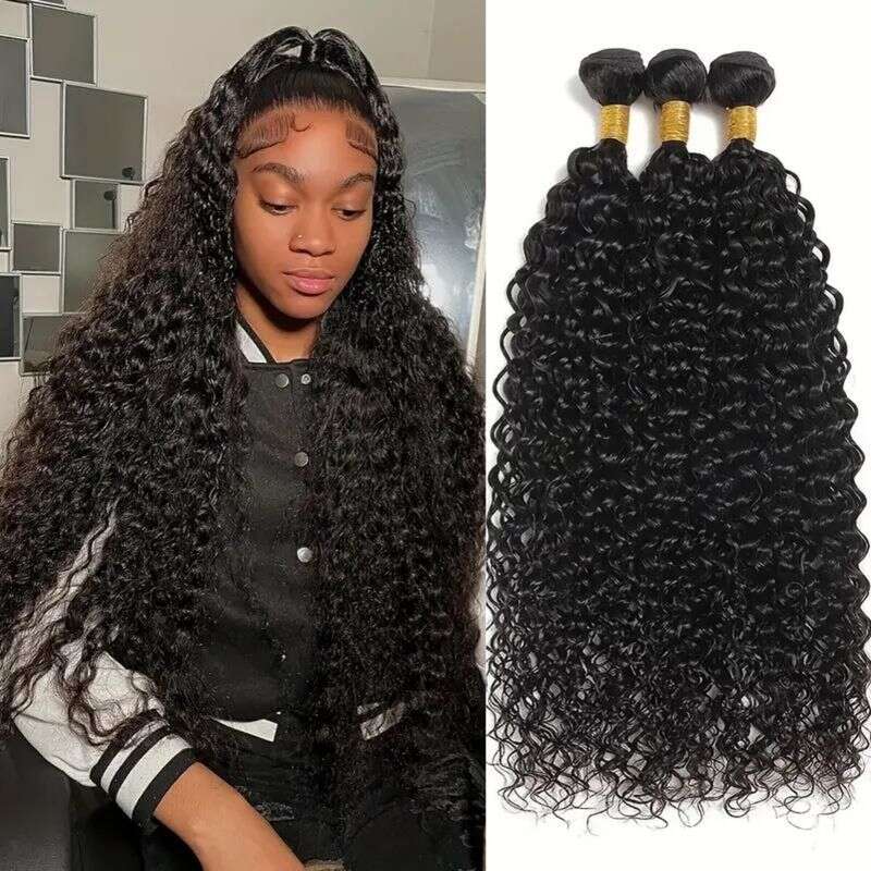 3Pcs Brazilian 10A 3 Pack Human Water Wave Bundle No Processing synthetic Styling Long-Lasting Glue Free Hair Extension 100%