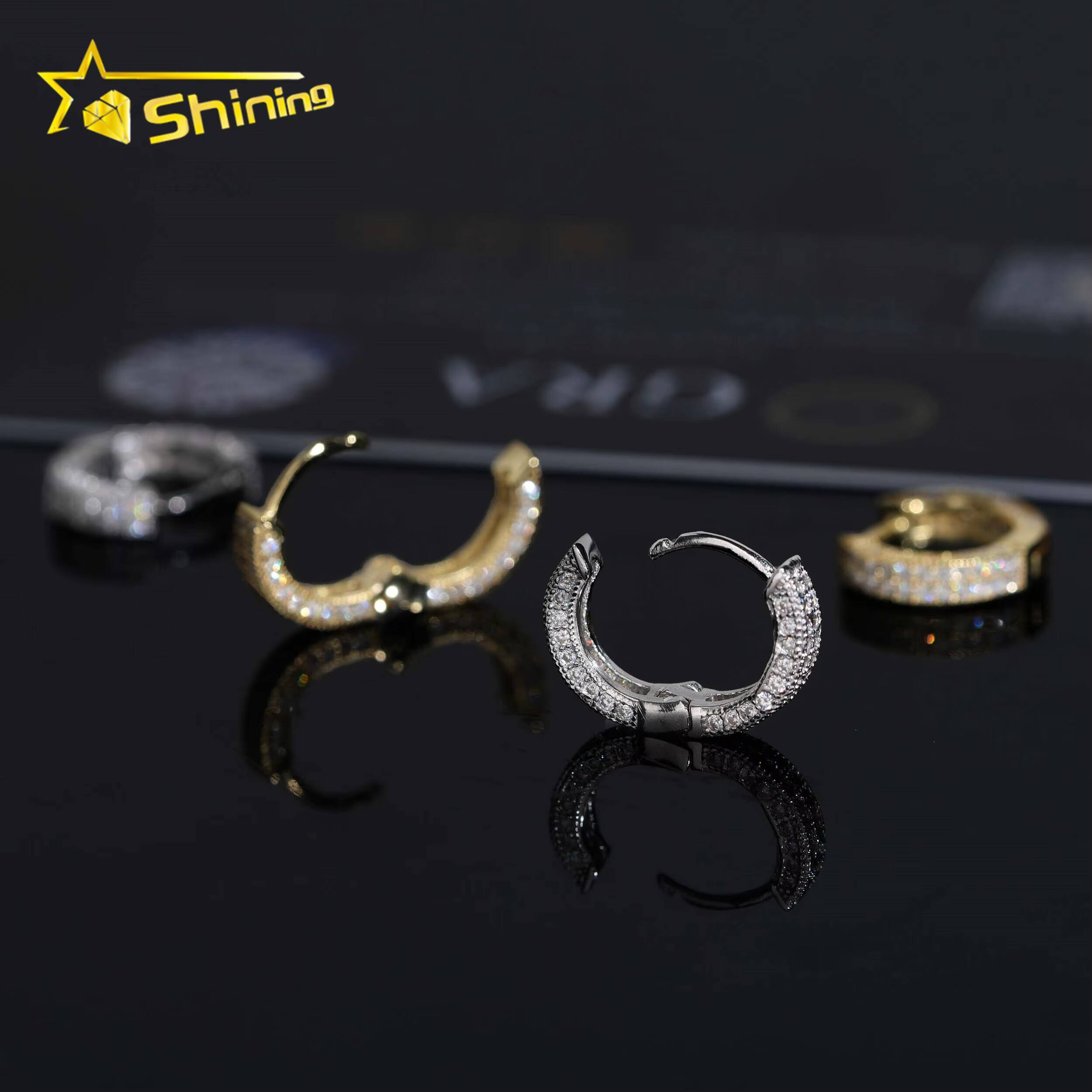 USA Warehouse Fast Shipping Iced Out Sparkling Earrings 925 Sterling Silver Moissanite Diamond Hoop Earring