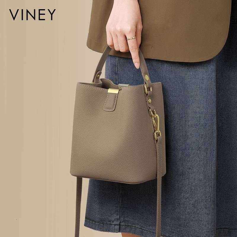 VINEY Bucket 2025 New Summer Messenger Genuine Leather Female High-end Commuter Bag Handbag