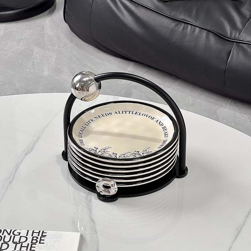 Light Luxury Ceramic Bone Dish Set with Ink Painting Design, Multi-purpose Small Household Fruit Plates, Can Be Used as Gifts