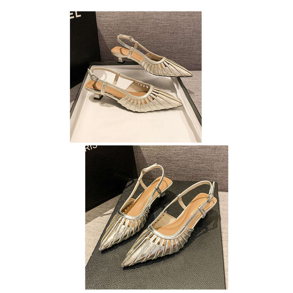 Irregular Heel Closed-Toe 2025 Summer Korean Version Hollow Mid-Heel Back Air Quality designer shoes Fashion Sandals