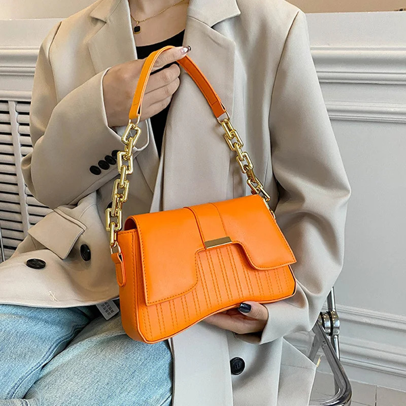 Free shipping designer bags Fashion Acrylic Chain Shoulder Bag Ladies Handbags Casual Solid PU Leather Underarm Bags For Women Daily Used