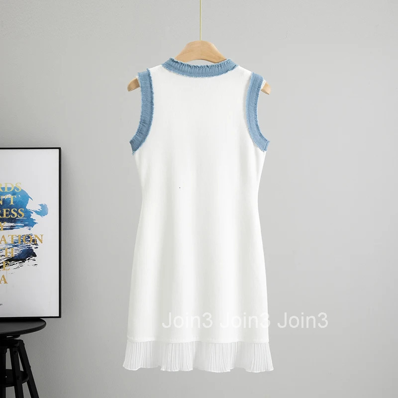 O-Neck Sleeveless Tank Dress for Women Summer New Slim Fit Mid-Length Knitted Base Bodycon Dress