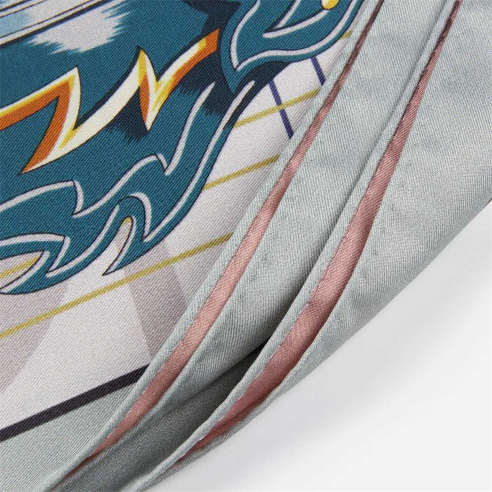 100% Curled Twill Silk Scarf Wen Saddle World Double Side Printed Square Scarves Wraps Scarves Foards Femme Hijab 90CM X250804