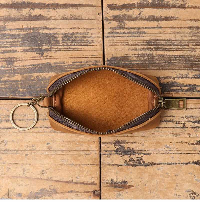 Genuine Leather Coin Purse Vintage Zipper Clutch Wallet Retro Credit Card Holder Card Case Womens Key Holder Organizer Pouch G250802