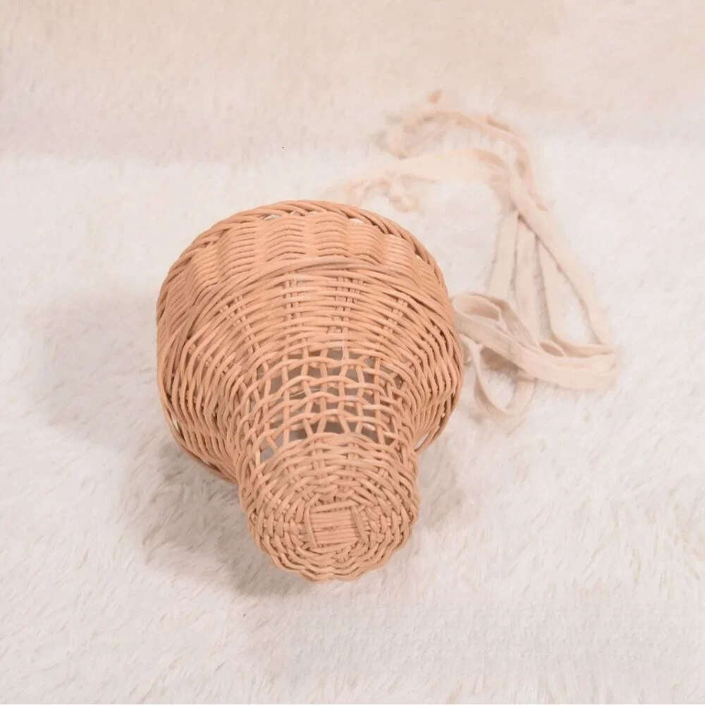 Cute Ice Cream Rattan Handbags Bohemian Wicker Woven Straw Bag Hollow Funny Purses for Women Shoulder Beach Bags