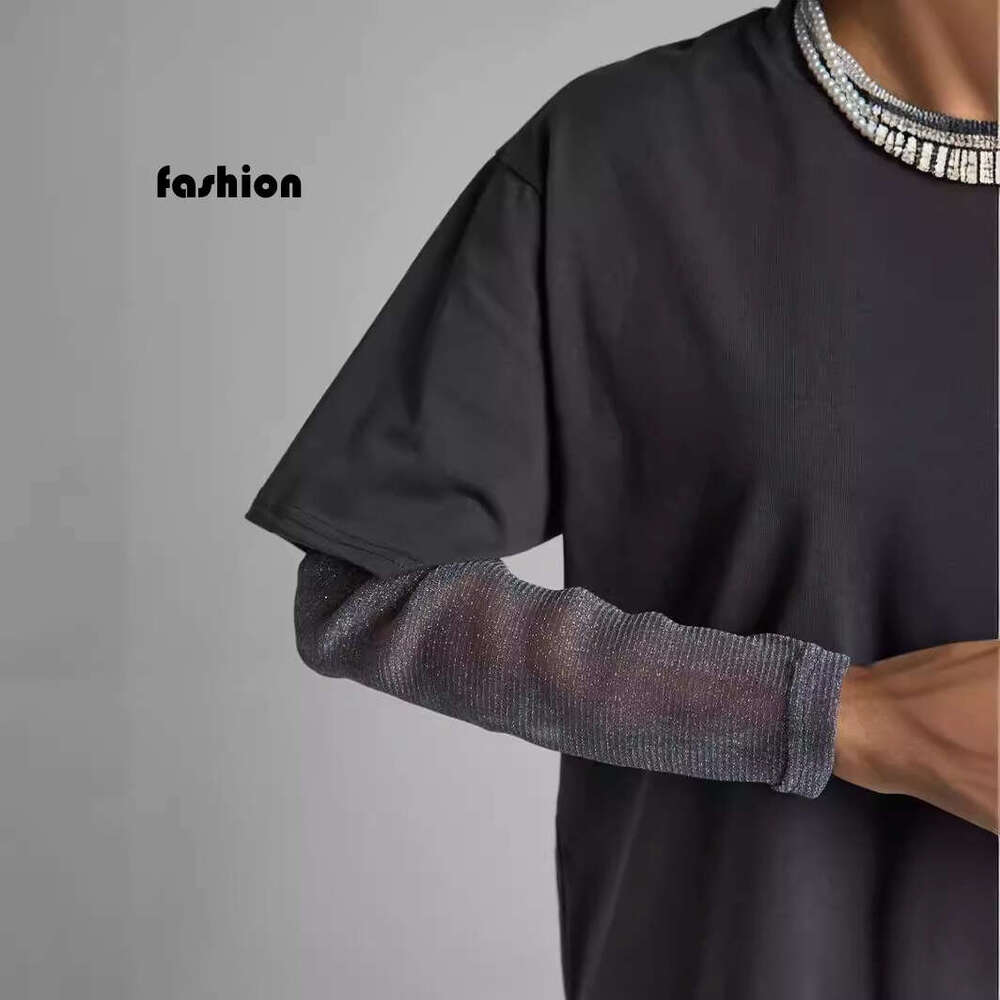 Summer New Style Shiny Mesh Patchwork Long Sleeve T-Shirt For Women Loose Sun Protection Top B5 b7
