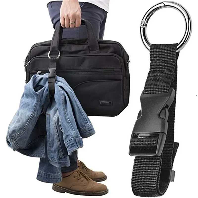 Holiday Travel Portable Black Nylon Suitcase Hanging Bag with Zinc Alloy Hiking Buckle Strap with External Hook Strap G250802