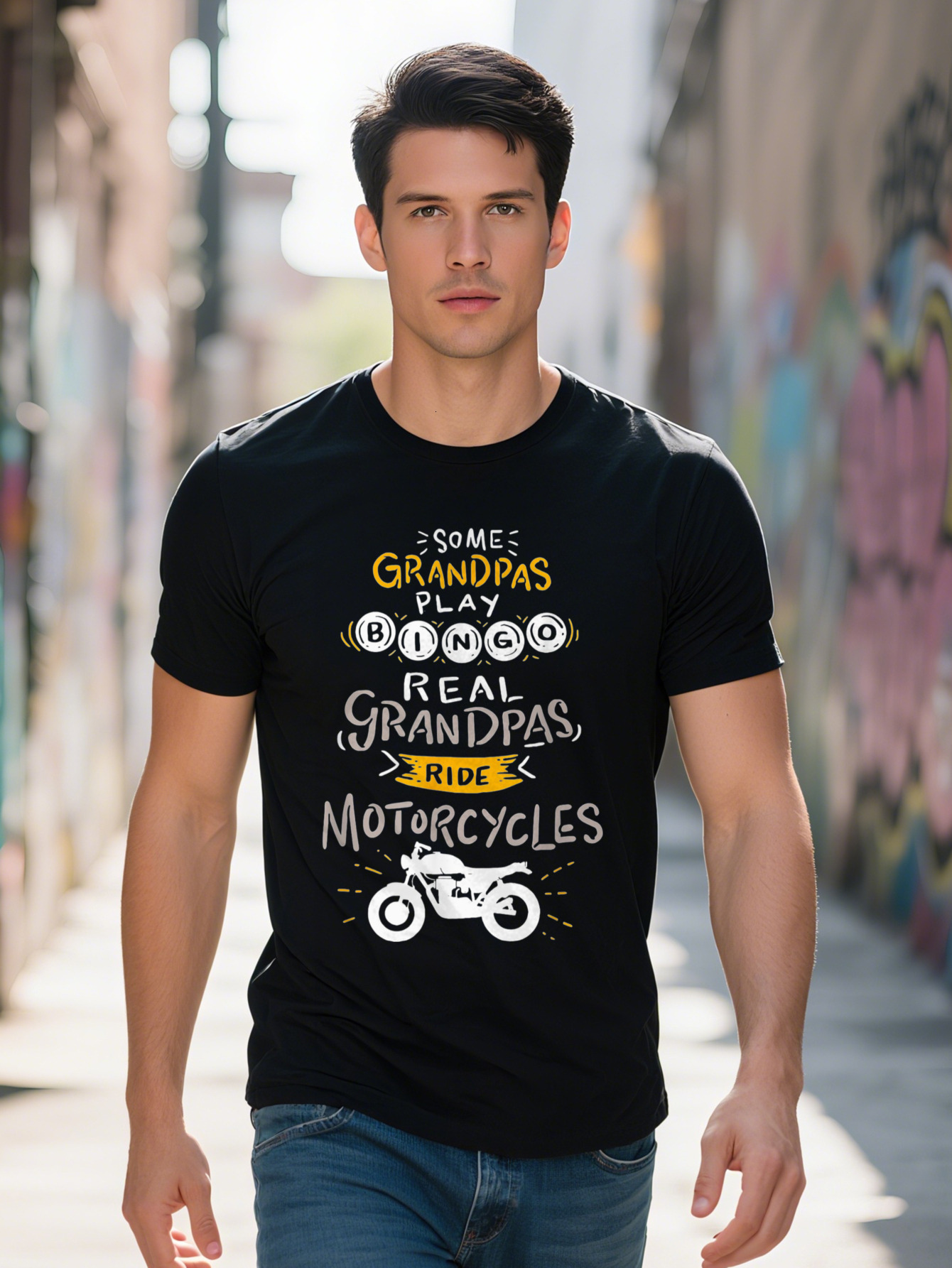 Real Grandpas Ride Motorcycles Gift For Grandfather T Shirt Cotton 38e57