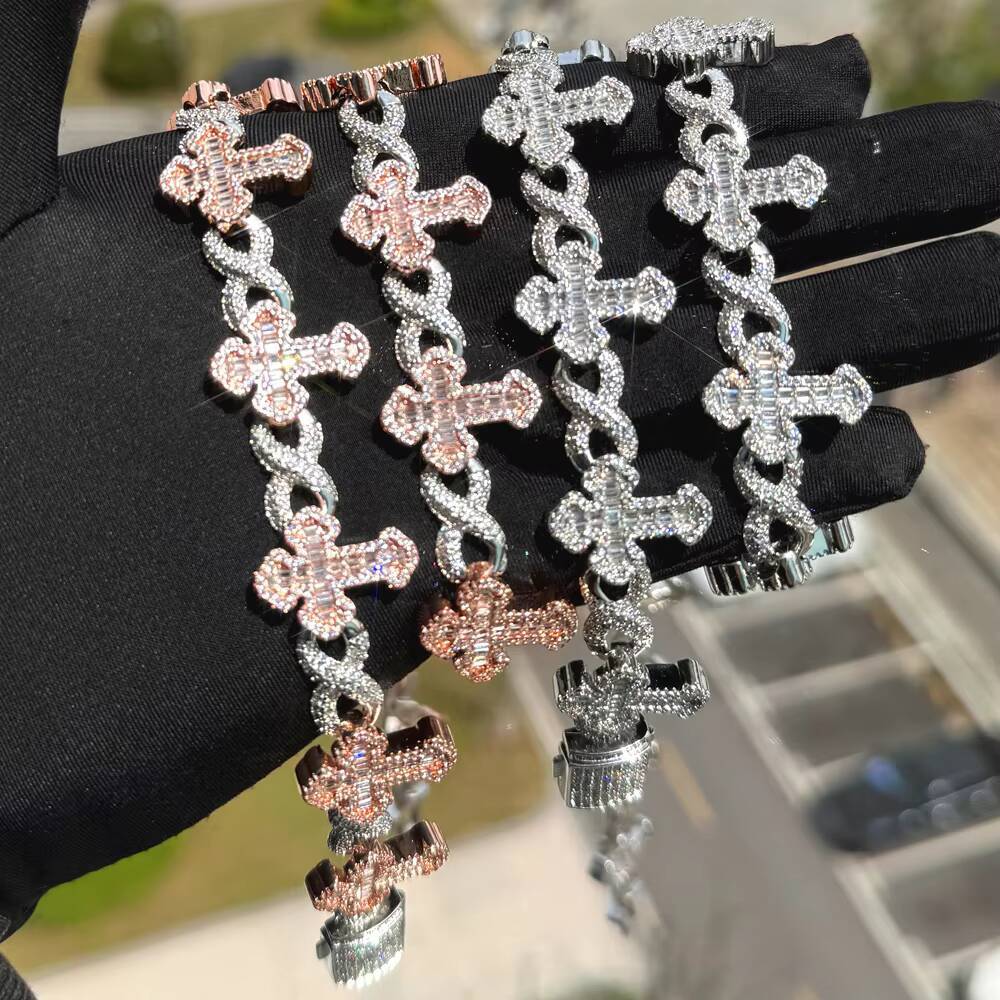 Cross Infinity Cuban Chain Necklace Full Pave 5A Cubic Zirconia Bling Iced Out Hip Hop 2025 New Arrival Jewelry