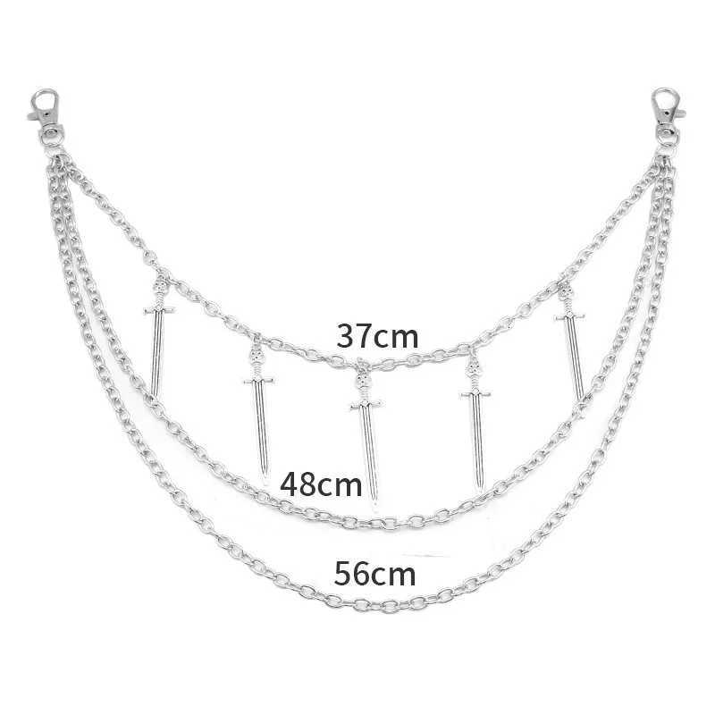 Long Sword Pendant Chain On The Jeans Pants Women Punk Keychains for Men Egirl eBoy Harajuku Grunge Accessories G250802
