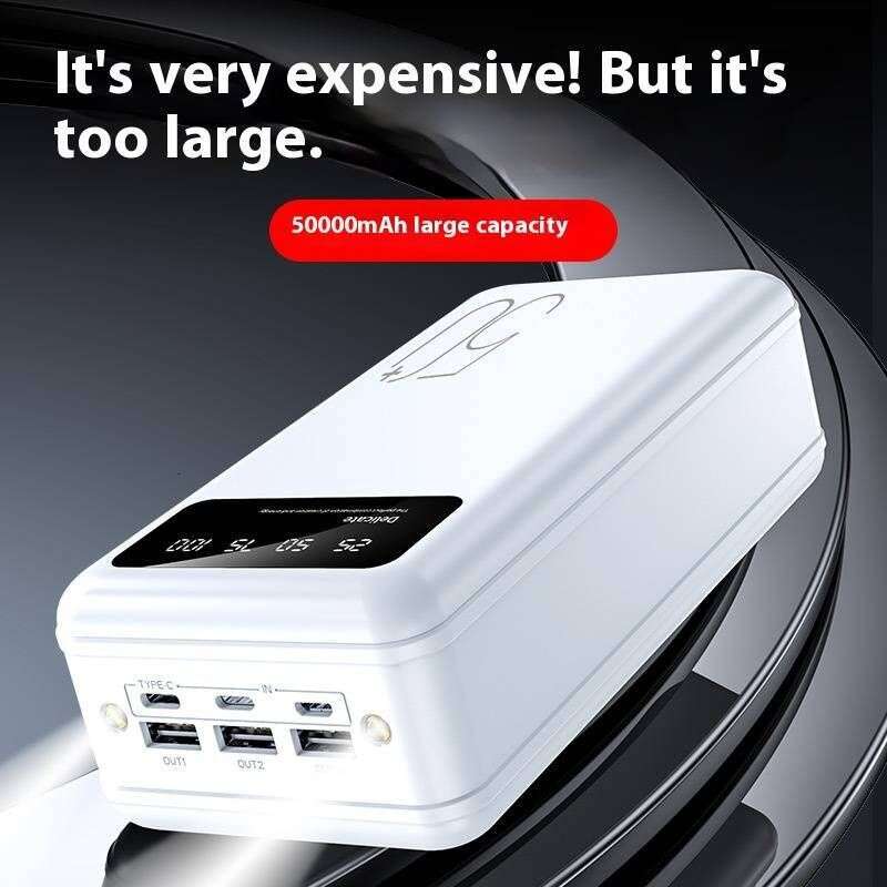 50000Mah Solar-Ready Power Bank With PD Fast Charge, 3 USB Ports, Custom - Portable Outdoor Charger For Camping, Travel, Emergency Backup