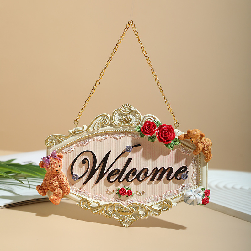 European Style Creative Wall Hanging Sign Store Welcome Pendant Resin Home Decoration