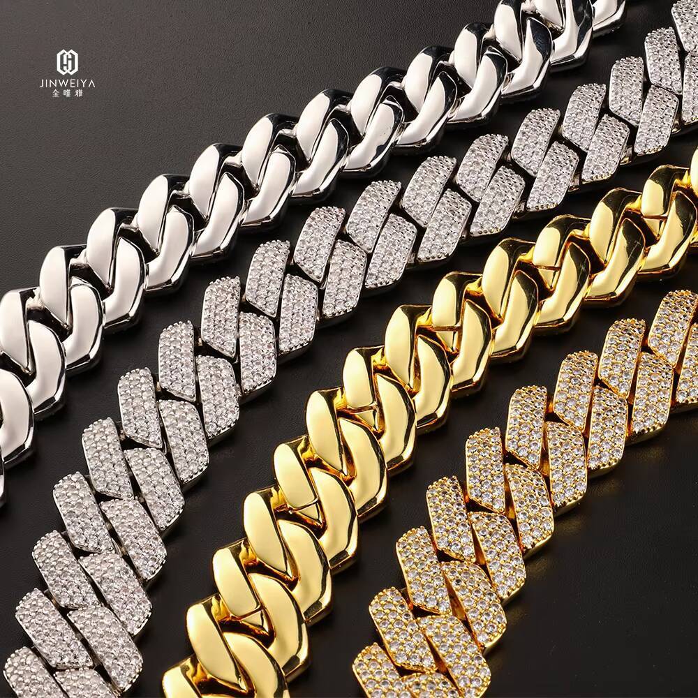 18mm 4-Row Zircon S925 Pure Silver Laboratory-Grown Ice-Cooled Hip-Hop Jewelry Cuban Mens Fine Chains Necklace