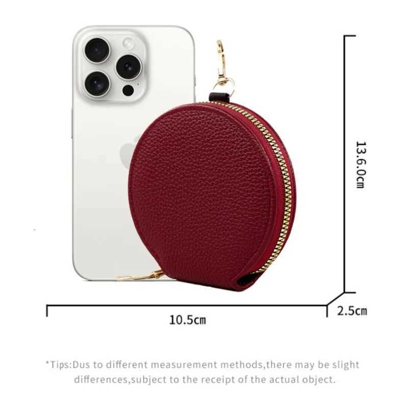 Customized Keychain Blank Laser Engrave PU Leather Womens Zipper Coin Purse Portable Round Mini Personalized Hanging Bag G250802