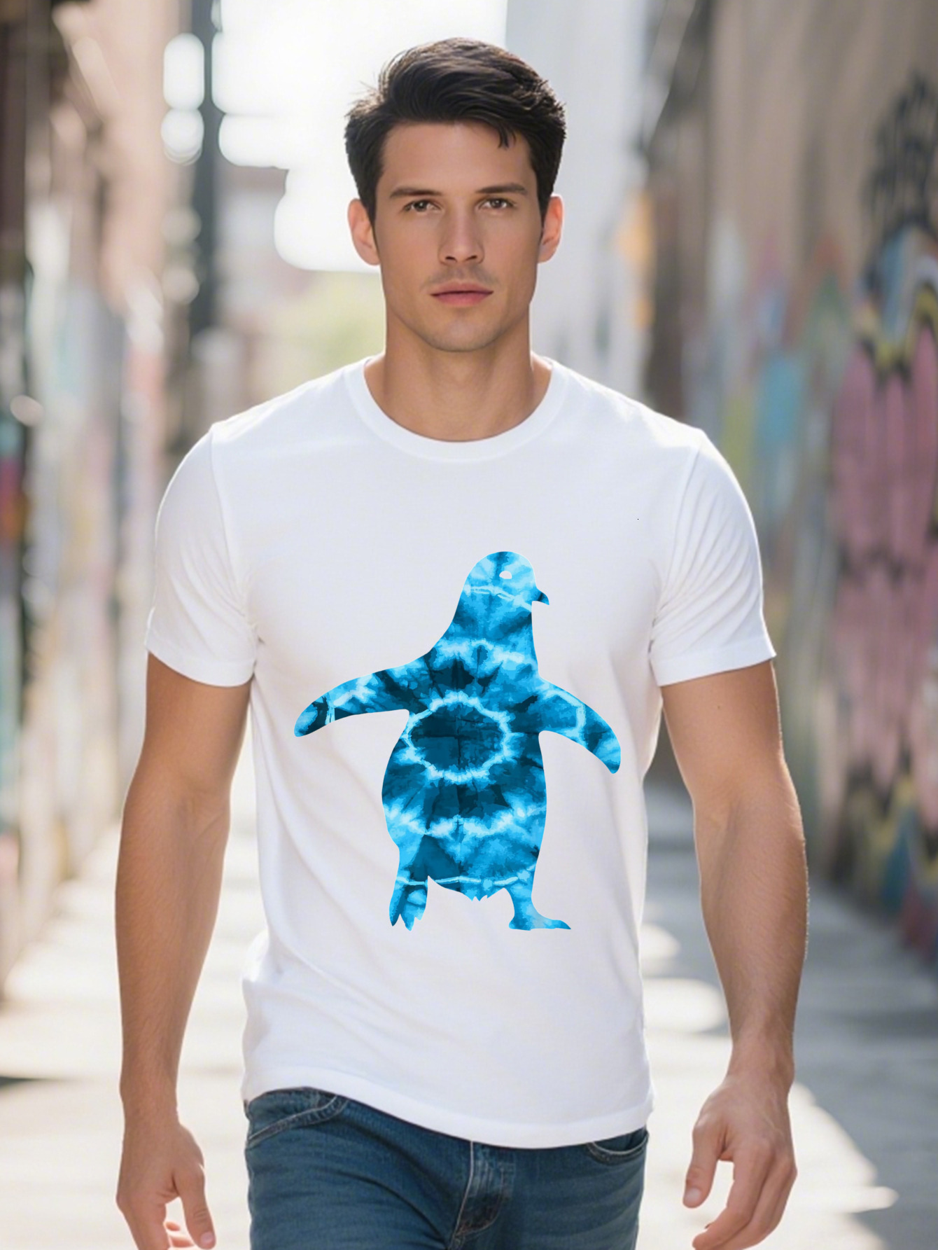 Penguin Tie Dye Pattern Lover Flightless Bird Antarctica T Shirt 23daa