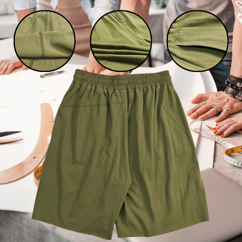 Men's Summer Shorts with Elastic Waistband & Tie Design - Solid Color Customizable