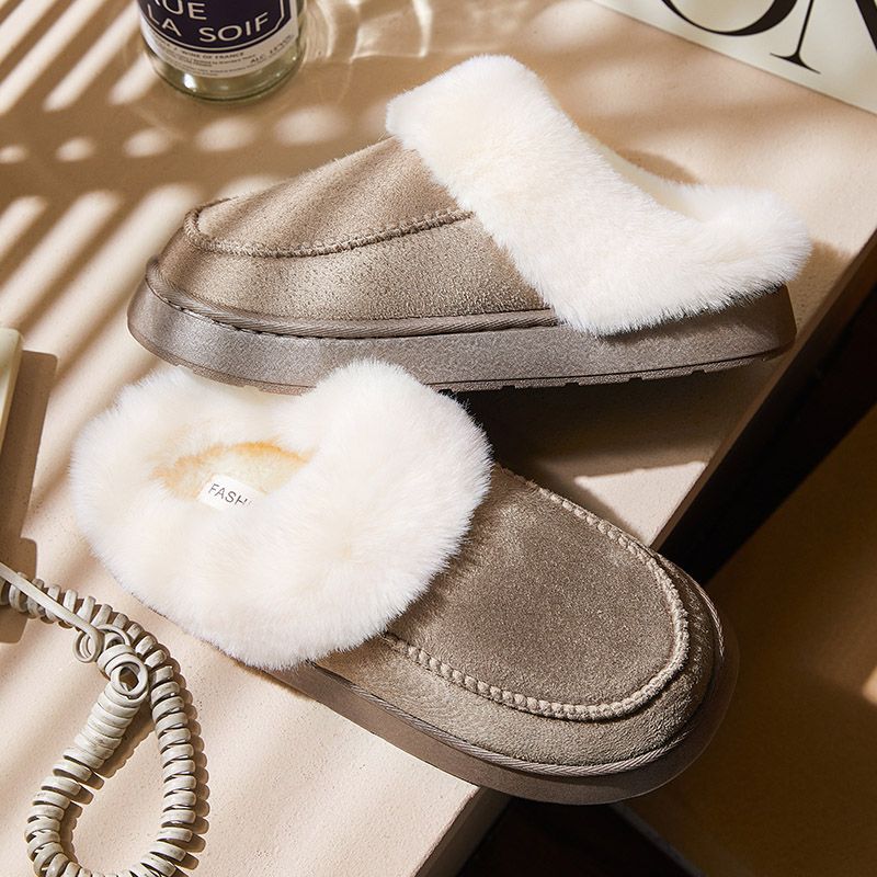 2025 Style Cotton With A Step-On-Dung Feeling Warm Furry Indoor Home Slippers For Autumn And Winter Maternity Women