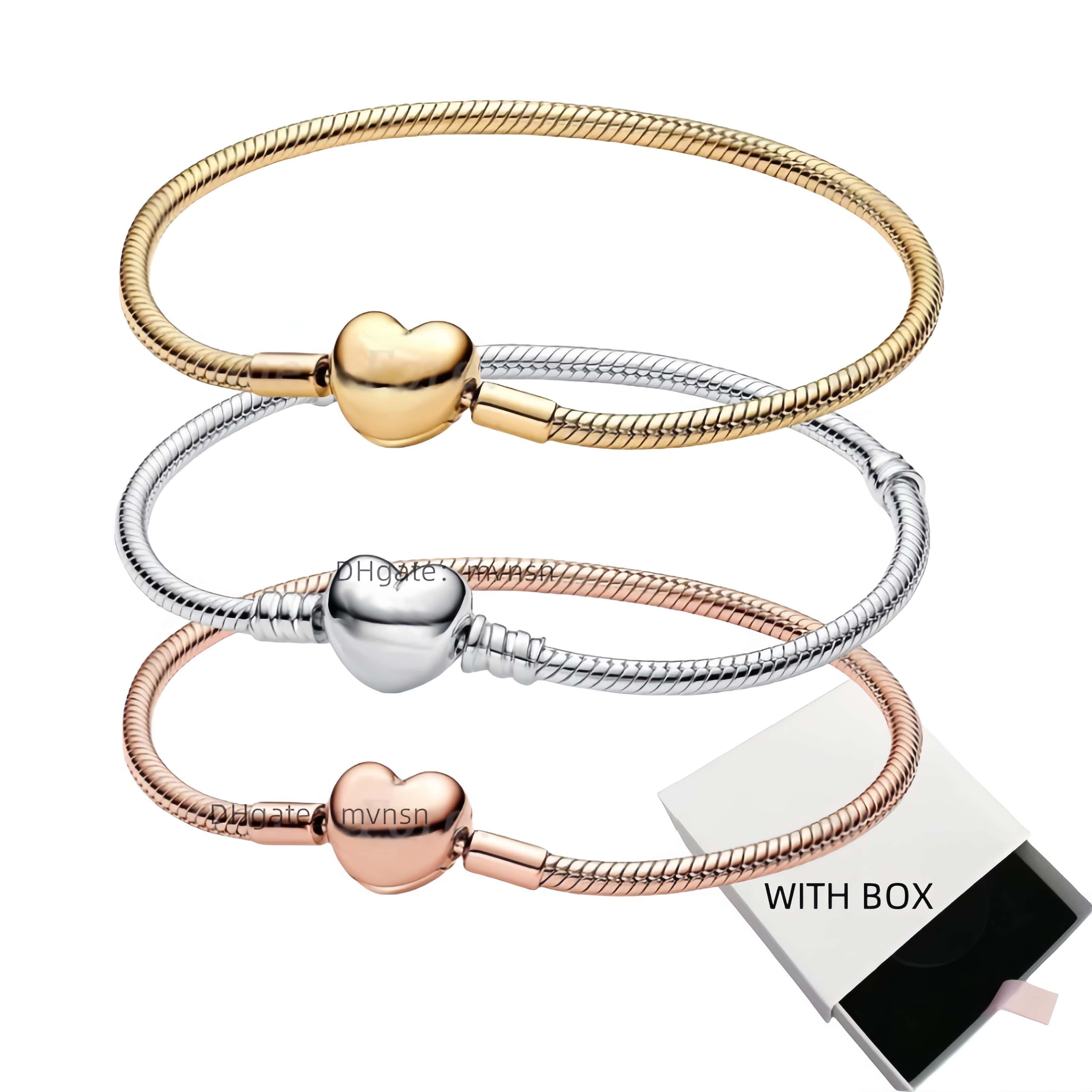 Bracelet designer Bracelet charm bracelet necklace For Women rose gold heart Charms bracelet High quality Silver Snake Chain luxury Jewelry wedding Christmas gift