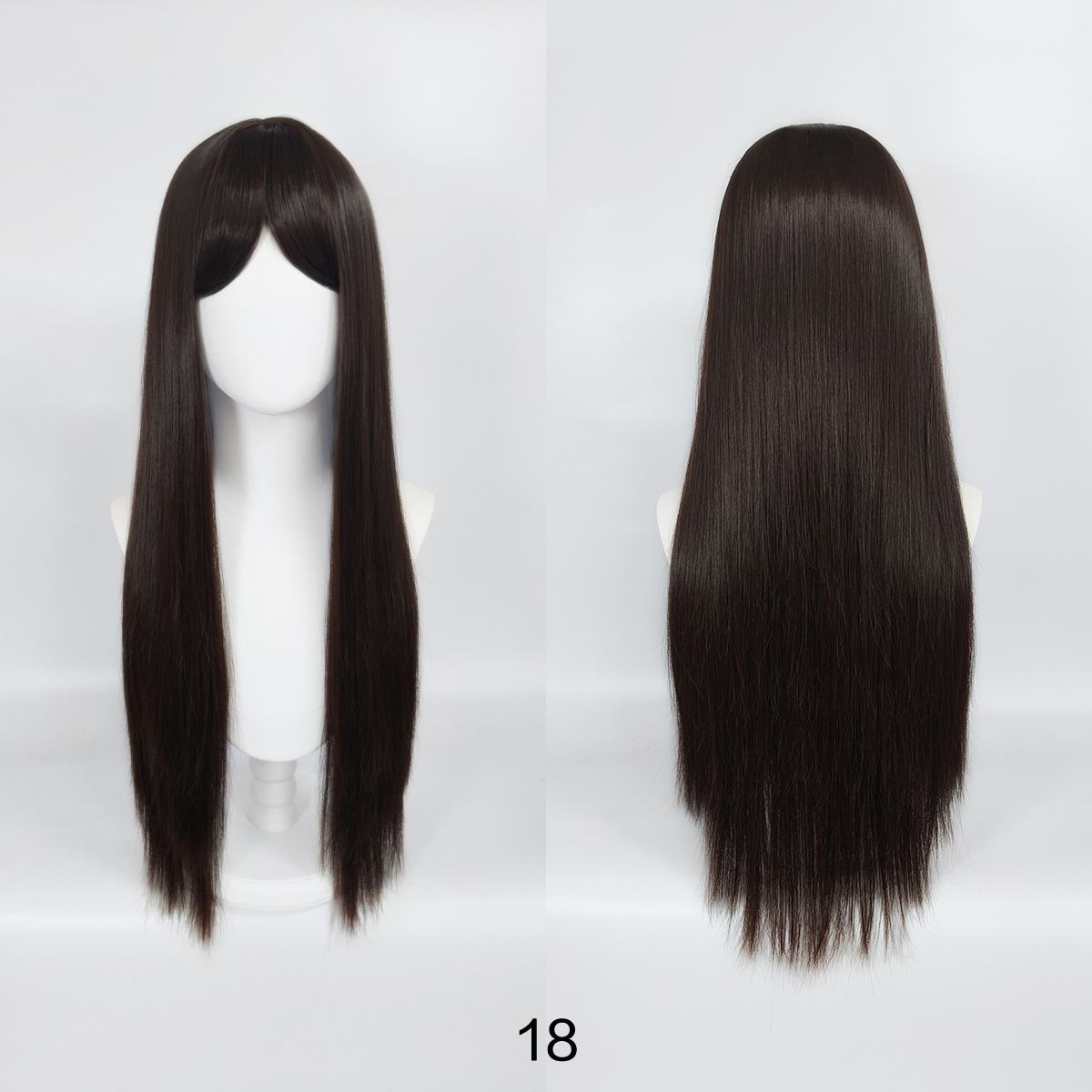 Fashionable dark brown long straight hair wig. Natural face contouring, air-style bangs. Multi-purpose cosplay wig.