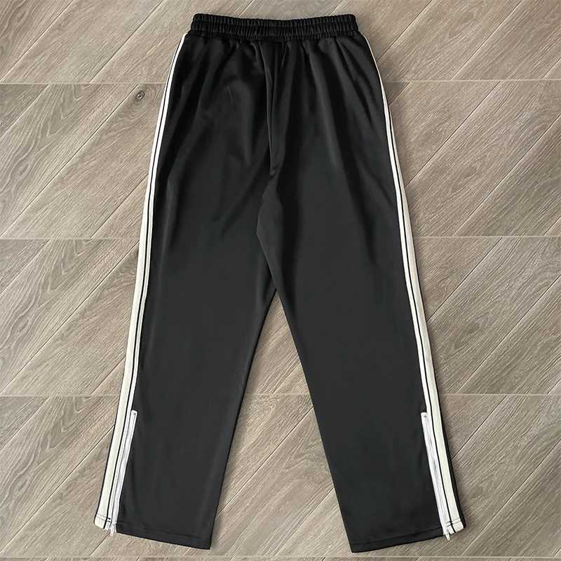 SAINT VANITY Embroidered Striped Track Pants Men Women High Quality Black Casual Leg Zipper Sweatpants Jogger Trousers GYM X250804