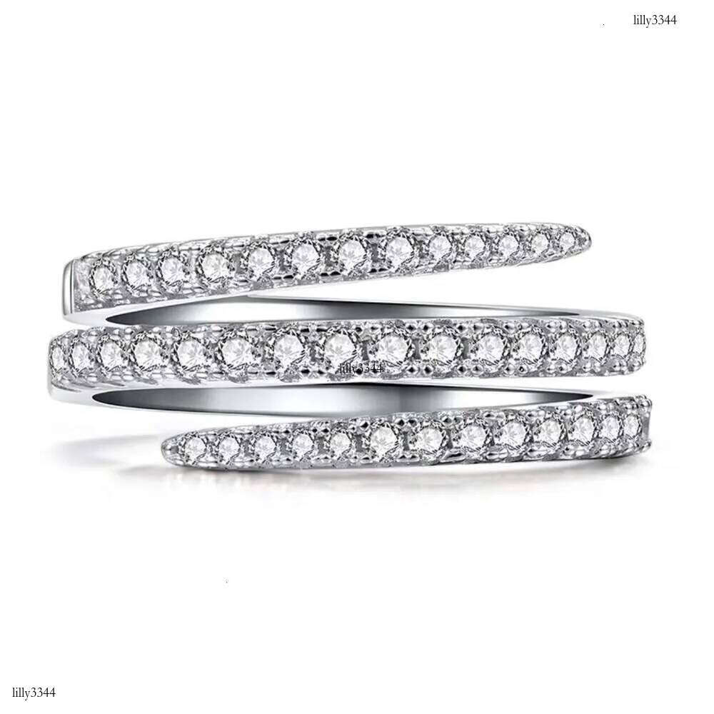 DHCollections Designer Style Nail Women CZ Micro Pave Elegant Adjustable Open Band Rings Sier Plated Copper 5-10 Sizes for Minimalist Chic Look