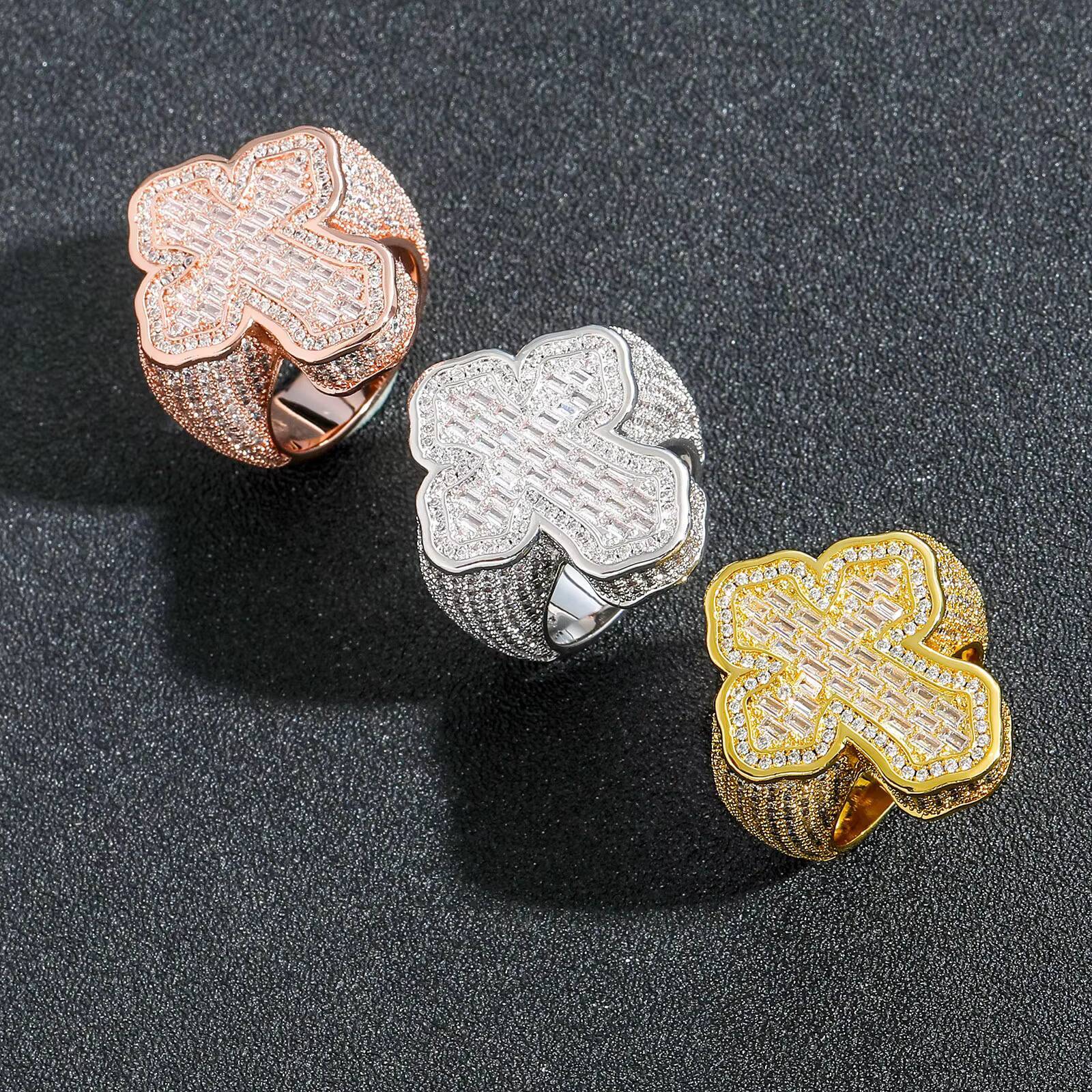 Hip Hop Rapper Ring Personalized Cross Rings Micro Set T-Square Zircon Mens Ring Fashion Jewelry