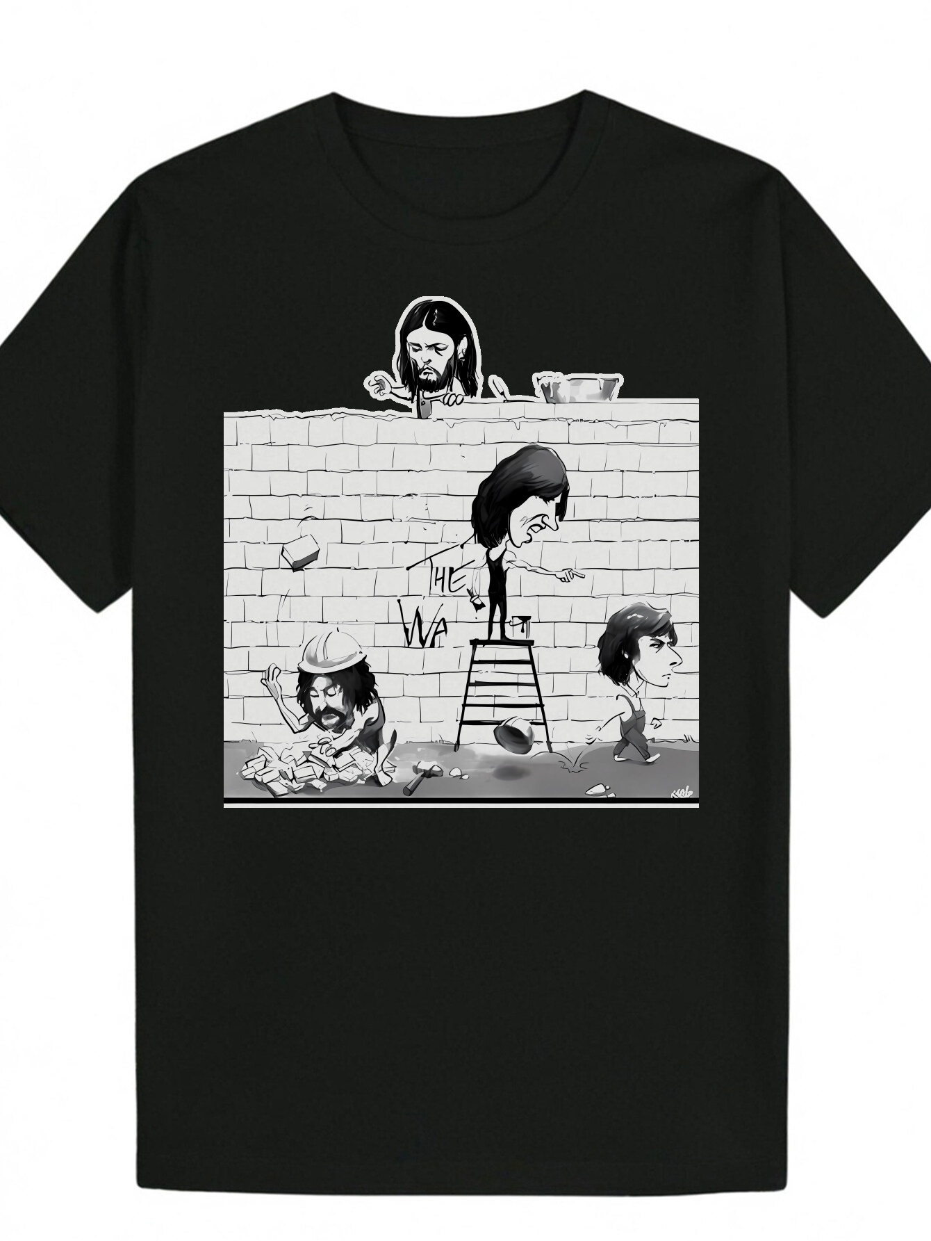 Men's Summer Short Sleeve - Black Humor Cartoon Print, Lightweight Polyester Fiber, Round Neck, Machine Washable, Suitable for Casual Wear, Comfo